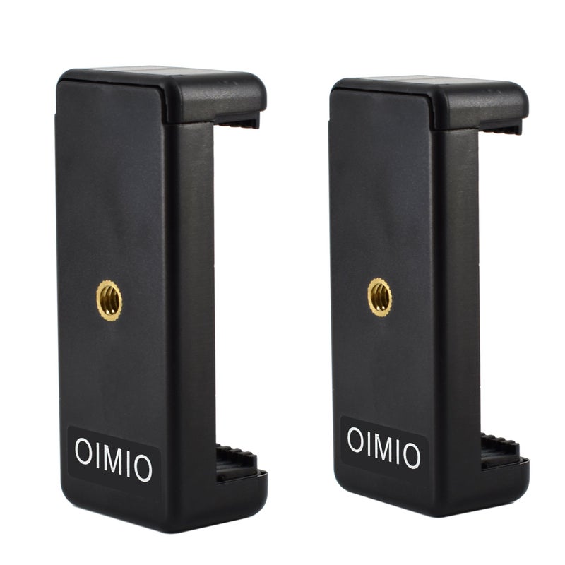 OIMIO Universal Cell Phone Tripod Mount Adapter, OIMIO Phone Holder Clip Connector Head Used for Monopod Selfie Stick DSLR Travel Mini Flexible Tripod and More(2 Pack) - Image 1